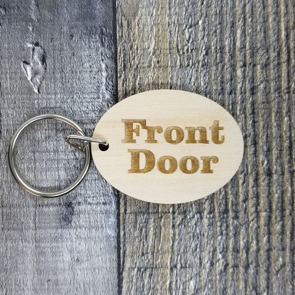 Front Door Wood Keychain Key Ring Keychain Gift - Key Chain Key Tag Ke –  Happy Wood Products